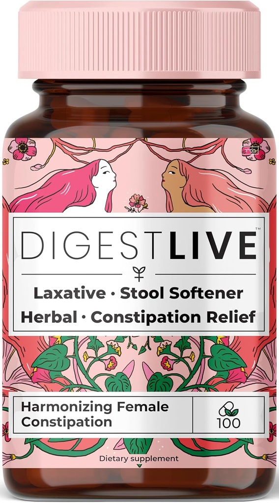Laxative, Forstoppelse Relief for kvinder - Afføring blødgøringsmiddel - 100% Natural - 100 Kapsler - Kvinde Colon Cleanse, Detox - Gas og Bloating Relief - Vegan, Gluten og GMO fri