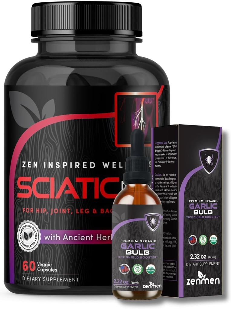 Zenmen hvidløg tinktur og Sciatic Nerve støtte bundle