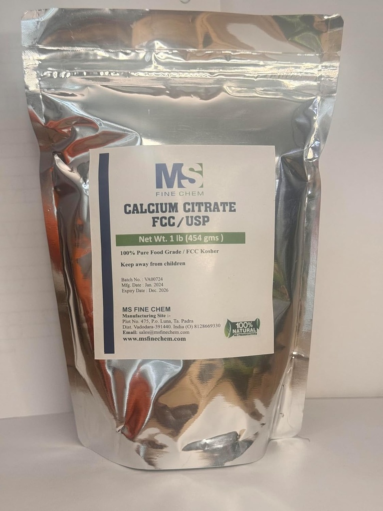 Calcium Citrat Pulver - Calcium Citrat Supplement, Calcium Citrat 1000mg - Gluten Free, 4500mg (1000mg Calcium) per Servering - 1 LB