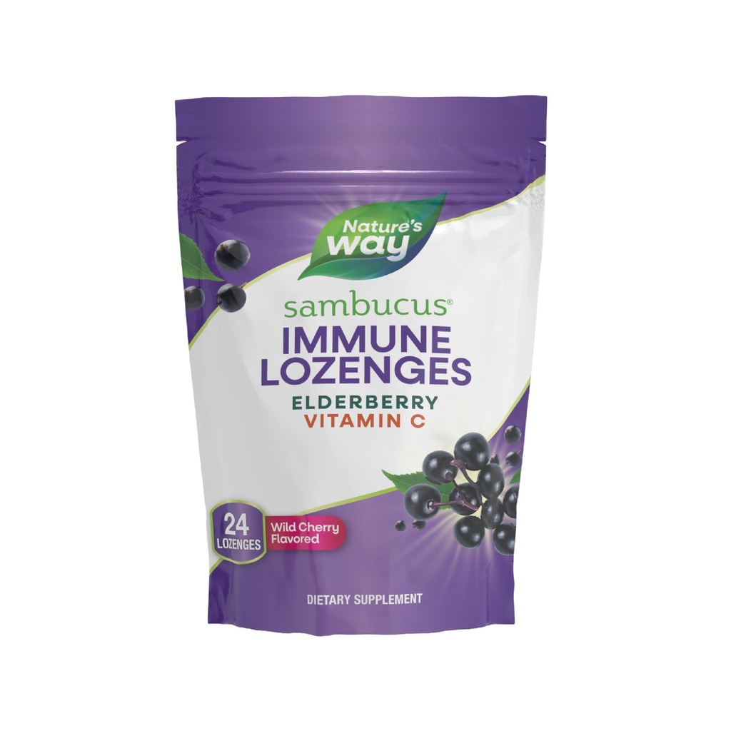 Nature 's Way Sambucus Immunlozenges, High Potency Vitamin C, Elderberry, Wild Cherry Flavored, 24 Lozenges (Packaging May Vary)
