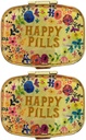 2 Pakker Vintage Pill Arrangører Metal Retro Pill Boxes Cute Pill Cases for Purse / Pocket Portable Compact til at holde vitaminer / Tylenol / Kosttilskud / Meds / Tablet (Happy Pills med spejl indeni)
