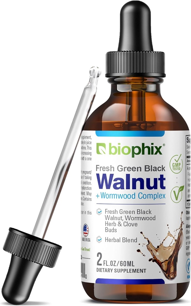 biophix Green Black Walnut Wormwood Extract 2 oz - Natural Potent Urter Cleanser Understøtter Intestinal Health