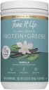 Tone It Up Plant Based Protein Powder + Greens I Dairy Free, Kosher, Non- GMO Pea & Pumpkin Seed Protein for Women I 14 Servering, 15g Protein - Vanilla