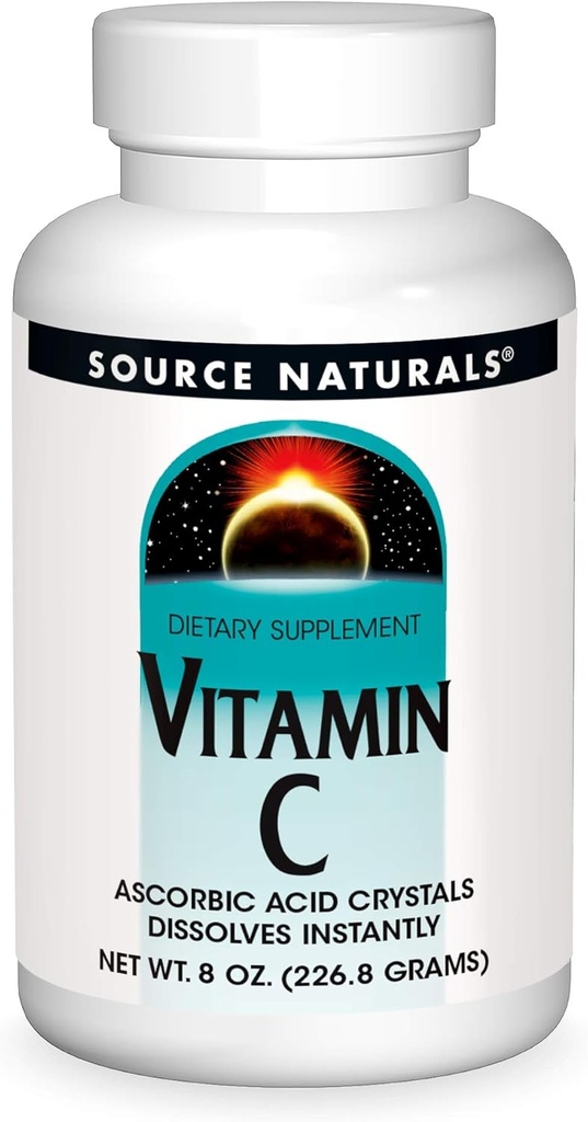 Kilde Naturals C-vitamin - Ascorbinsyre krystaller Det opløses øjeblikkeligt, Kosttilskud - 8 oz