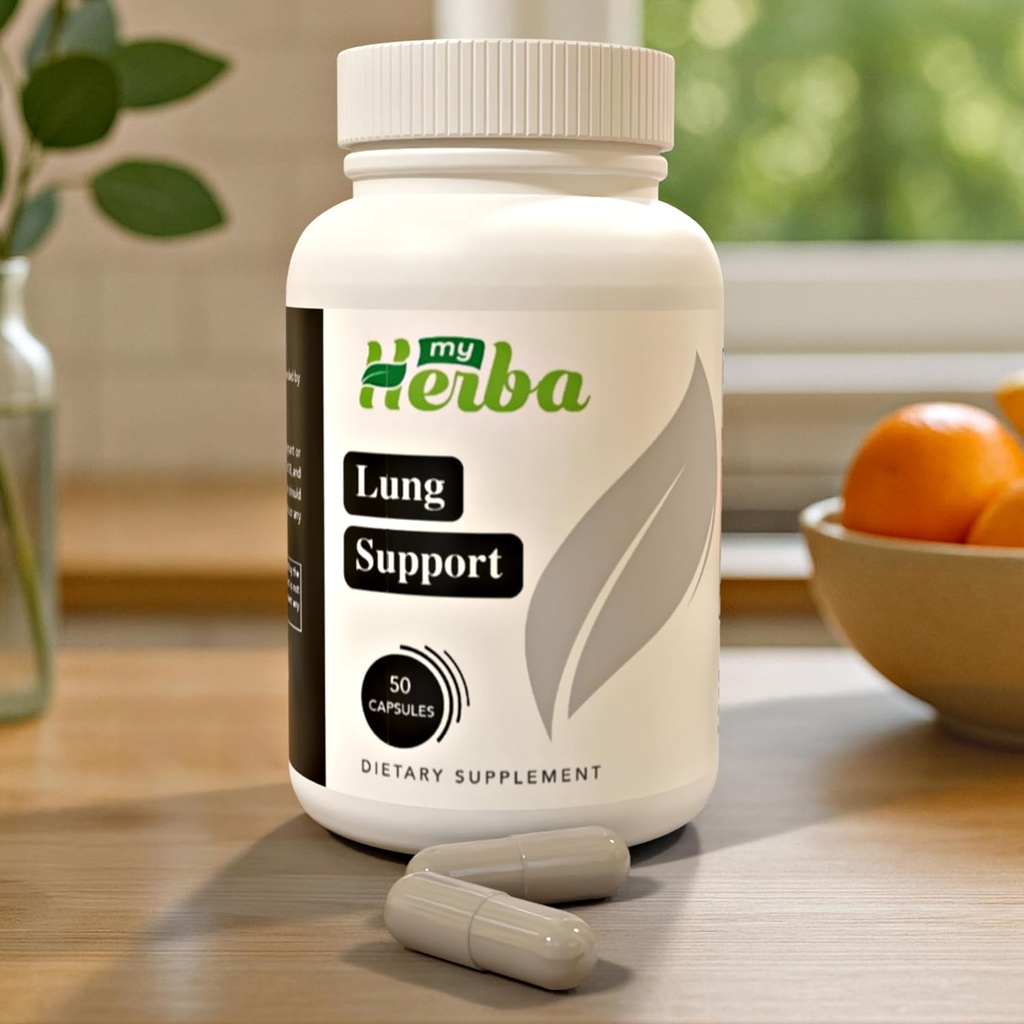 Lung Support Supplement - Vegan Formula with Marshmallow Root, Chlorella, Ginkgo Biloba Leaf, Irish Sea Moss & PAU D’Arco - Deep Lung Cleanse, Detox and Immune Support for Adults, 50 Capsules