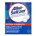 Alka- Seltzer Extra Strength Heartburn Relief Effervescent Antacida Tablets, Hurtig fordøjelseslindring, 24 Ct
