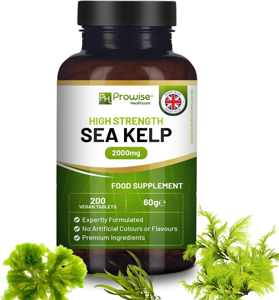 Sea Kelp 2000mg 200 Vegan Tablets against 124; Natural Source of Ioding