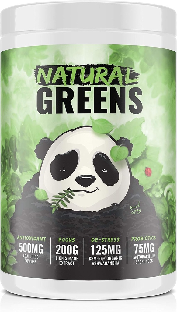 Underground Bio Labs / Panda Supps: Alle naturlige SUPERFOOD: Grønne, røde, galder, Probiotika, Ashwagandha og løvens Mane, for Sundhed og Wellness 13.76 Oz (Ananas)