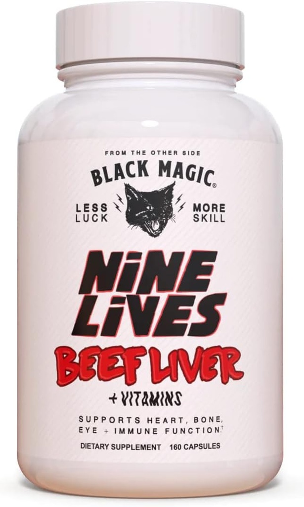 Beef Liver Capsules - Black Magic Nine Lives - Beef Liver Supplement - 2000mg Beef Liver Per Serving, Perfect Liver Supplement, Source of Iron, Vitamins A & B12 and Much More