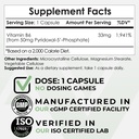 Pyridoxal-5'- Phosphate Capsules (P5P) | 50mg | Active Form of Vitamin B6 | 365 Count | Nootropics Depot