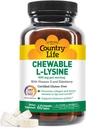 Country Life Chewable L- Lysin tillæg med D-vitamin og Elderberry, immunforsvar og Collagen Fornyelse for hud væv, Ideel til voksne