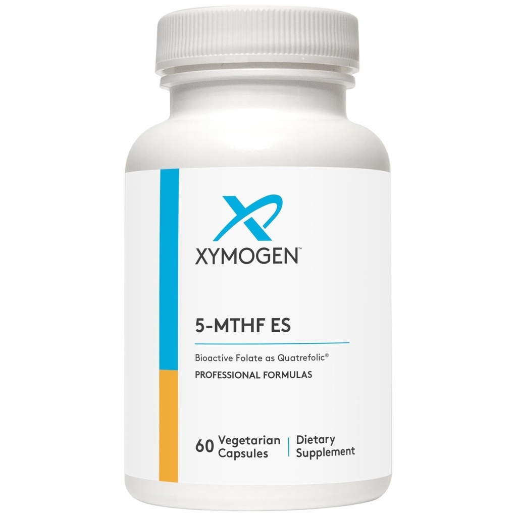 XYMOGEN 5- MTHF ES - 17,000 mcg DFE - Bioactive Folate Supplement as Quatrestolisk - Mood, Cardiovaskulær + Methylation Support - Vitamin B methylfolat som L methylfolat (60 kapsler)