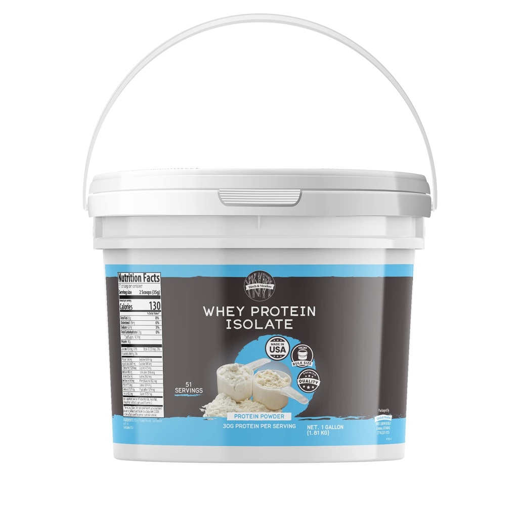 BIRCH & MEADOW 1 Gallon af Whey Protein Isolate Powder, workout supplement, Unflavored