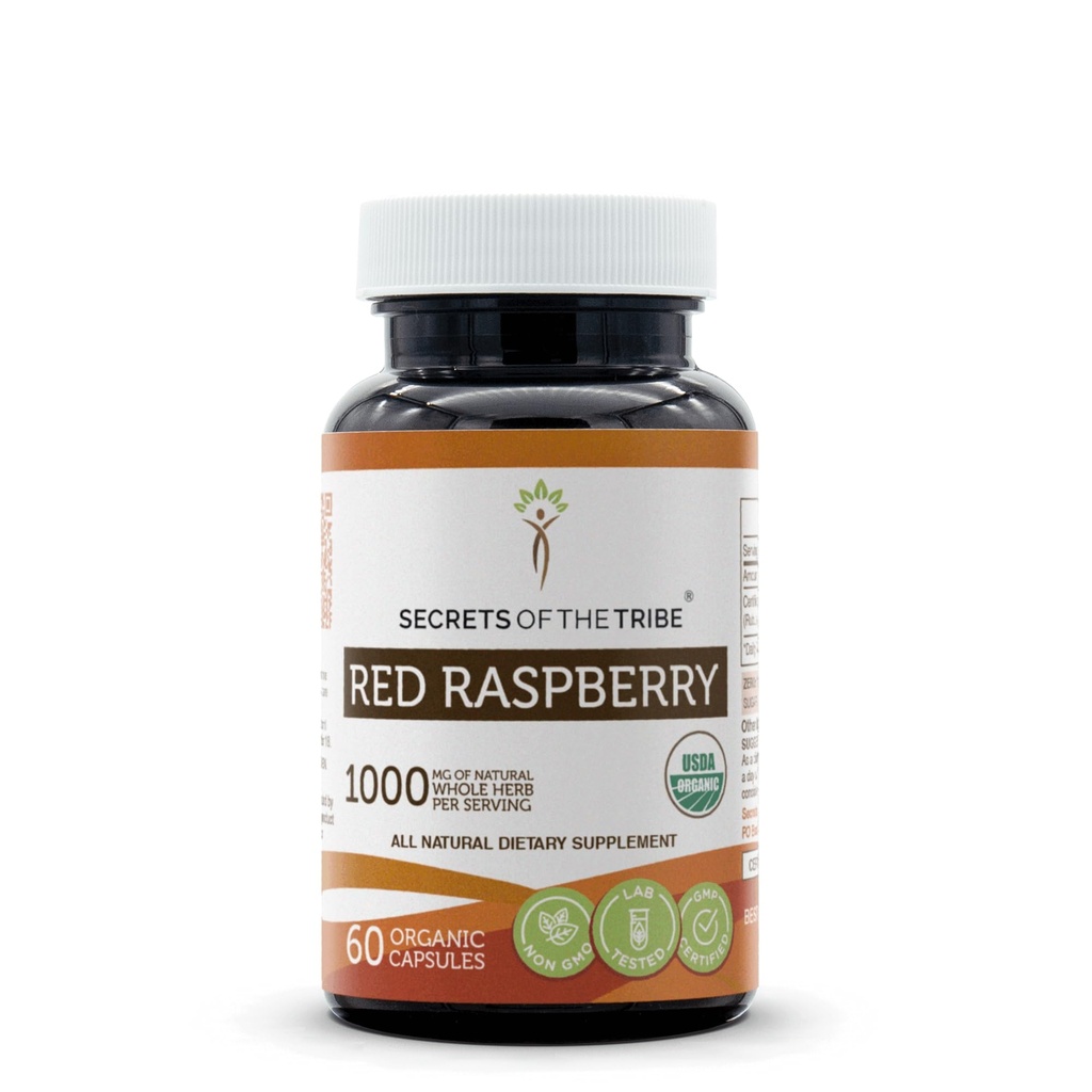 Secrets of the Tribe Red Raspberry USDA Organic Capsules against 124; Certified Organic Vegetarian Capsules, Herbal Dietary Supplements124; Rubus idaeus Tørret Leaf (60 Greve)