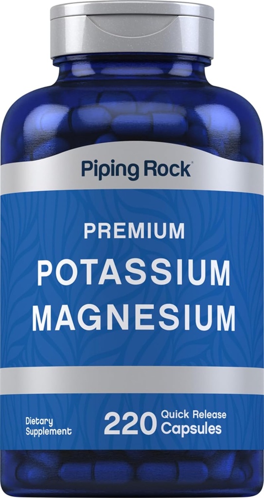 Piping Rock Kalium Magnesium Support 124; 220 Kapsler; 124; Non- GMO, Gluten Free Premium Complex