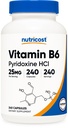 Nutricost Vitamin B6 (Pyridoxin HCl) 25mg, 240 Kapsler - Non- GMO, Gluten Free and Vegetarian Friendly