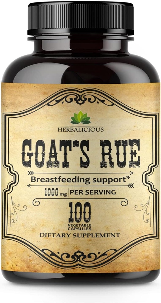 HERBALICIOUS Geder Rue Capsules 1000mg - Natural Geder Rue Herbal Supplement - Natural Galega Officinalis for Breast Fodring - Breastmilk Production Food Supplement Support - 100 Caps