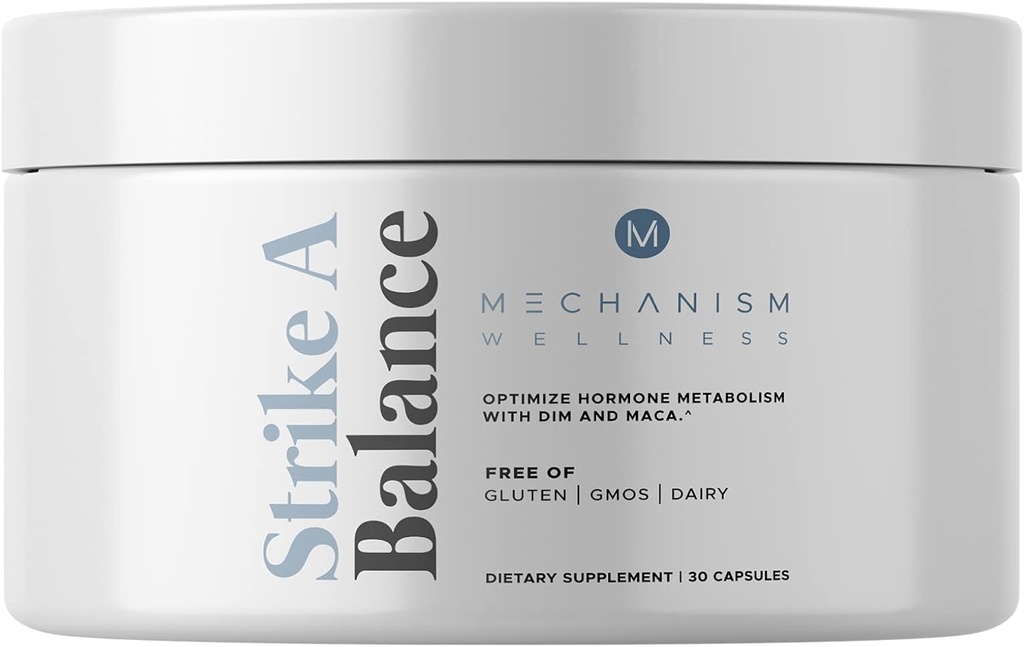 Strike A Balance Hormonal Balance Kosttilskud med DIM Maca Energy Mood Metabolisme Prostata PMS Menopause Support Non-GMO, 30 Kapsler
