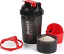 Shaker Flaske, 16oz Protein Shaker Flasker med Mixing Ball, 3 i 1 Leak- proof GYM Shake Cup med Powder Storage & Pill Tray, Ideel til træning, BPA Free Buddy