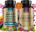 Cognitive Wellness Bundle - Resveratrol Complex & Shilajit Fulvic Acid Minerals - Sea Moss, Ashwagandha, klinisk testet Cognidrue Red Grape Extract - Non-GMO, Gluten- fri, Vegan Supplement