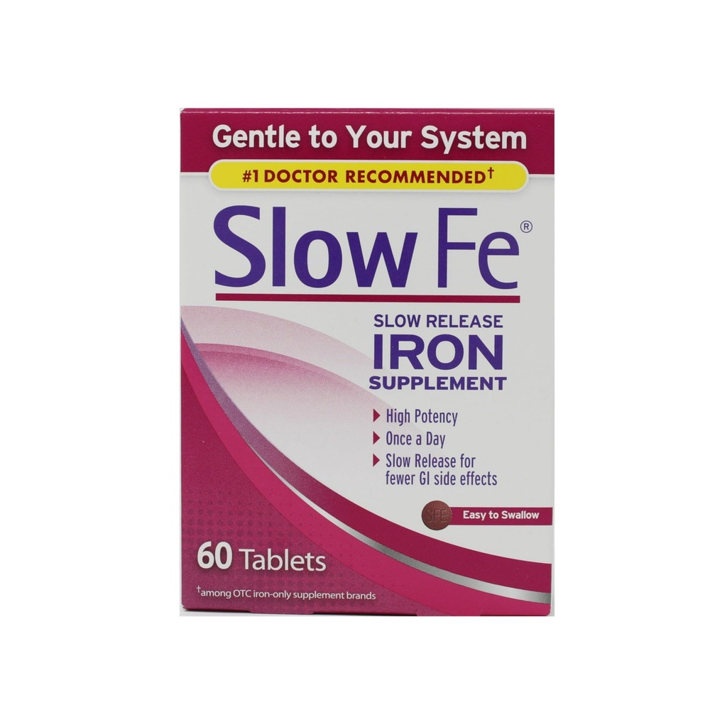 Slow Fe, High Potency Iron 45 mg, Slow Release - 60 tabletter - pakning med 3 stk.