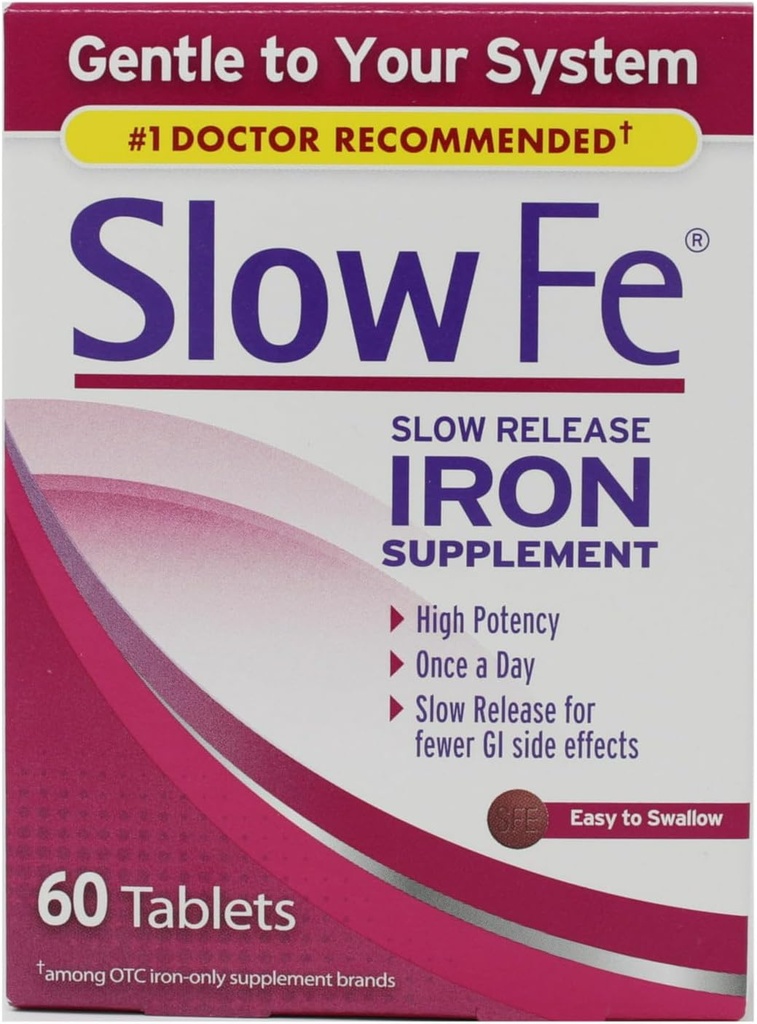 Slow Fe, High Potency Iron 45 mg, Slow Release - 60 tabletter - pakning med 3 stk.