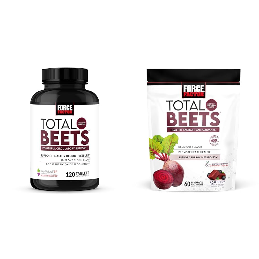 Kraftfaktor Blodtryk & Total Beets Chews Nitrooxide Cardiovaskulær Support Grapefrugter Antioxidanter 120 Tæl & 60 Chews