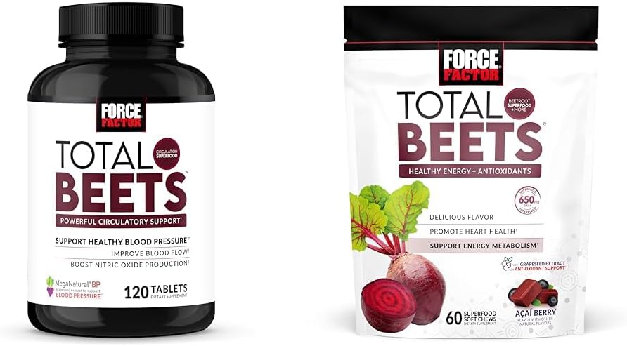 Kraftfaktor Blodtryk & Total Beets Chews Nitrooxide Cardiovaskulær Support Grapefrugter Antioxidanter 120 Tæl & 60 Chews