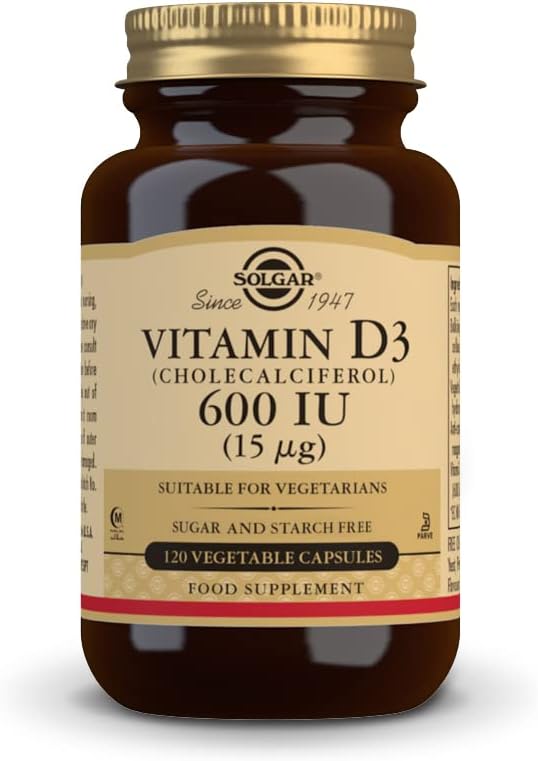Solgar Vitamin D3 (Cholecalciferol) 15 mcg (600 IU), 120 Vegetable Capsules - Helps Maintain Healthy Bones & Teeth - Immune Support - Non-GMO, Gluten Free, Dairy Free, Kosher, Halal - 120 Servings