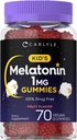 Carlyle Kids Melatonin Gummies Б124; 1 mg 70 Greve Б124; Fruit Flavor Gummy Б124; Vegan, Non- GMO, Gluten Free