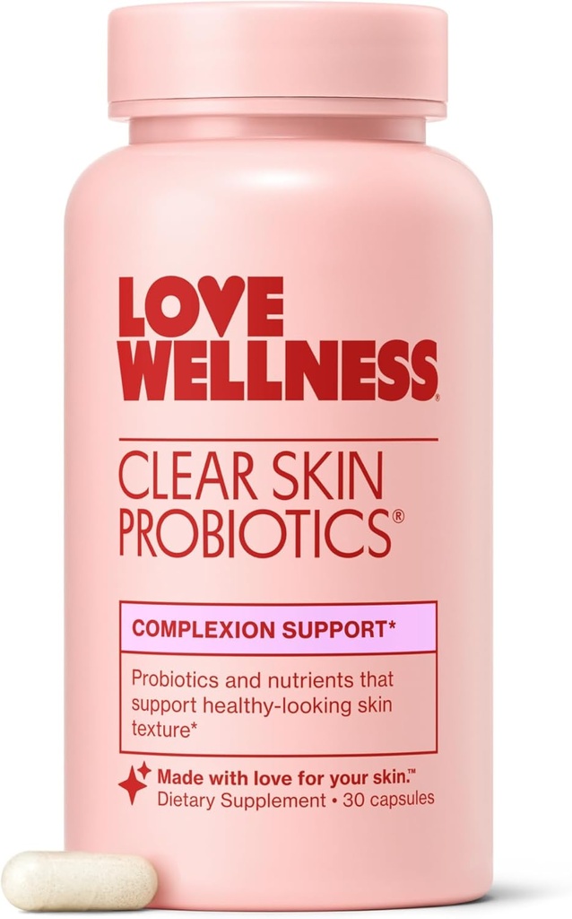 Love Wellness Clear Skin Probiotic Mezzogiorno 124; Ryd op Hormonal Acne Pimples, Rødme & Pore Minimizer Mezzogiorno 124; Hudpleje med zink, Bifidobacterium Longum & Chaste Tree Fruit Extract 124; Acne Treatment Mezzogiorno 124; 30 Greve