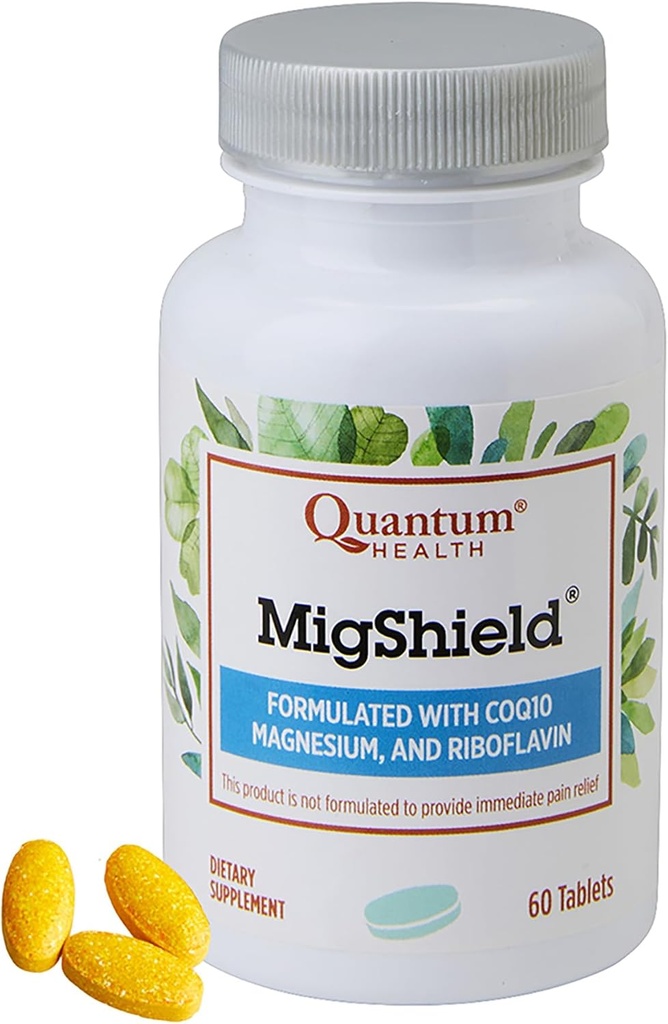 Quantum Health MigShield Magnesium tillæg med Riboflavin & CoQ10 Hjælper med at fremme korrekt funktion af hjerne hjerte & muskler Daglige næringsmæssige essentials for kvinder & mænd - 60 tabletter
