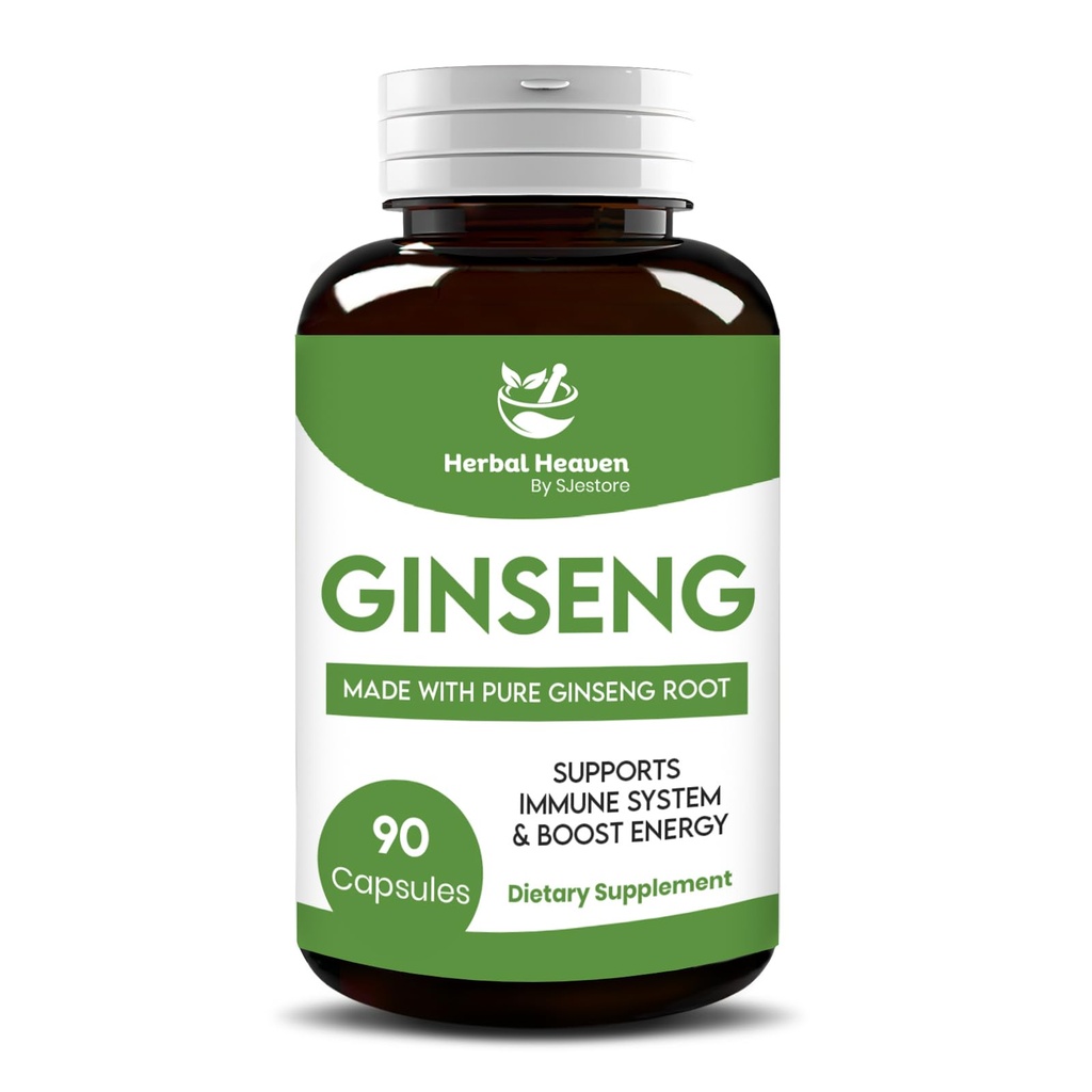 Urtehimlen Naturlig energi og fokus Ginseng kapsler 90 Tæl for Vitalitet og Wellness - 100% urteformel