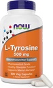 Now Foods L-Tyrosine 500mg, 300 Capsules - Non GMO - Supports Mental Alertness - 500 mg Caps - Free Form Supplement