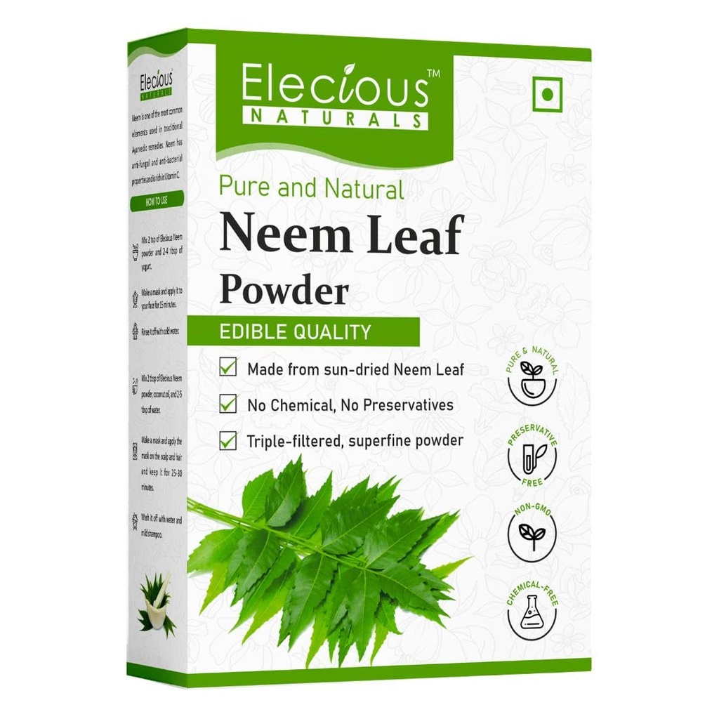 100% Natural Neem Powder Margosa, Azadirachta Indica Leaf Powder Ideal for Face Pack og hår Kemisk fri hår renser for sundt hår 200gm