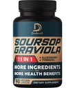 Soursop Graviola Kapsler - 3 Måneders Tilgang - 9450mg Per Servering - 11 Urter Elderberry, Gurkemeje Curcumin, Ingefær Rod, Mælk Thistle - Mood, Mind, Krop & Immunforsvar - 90 Veganske Kapsler