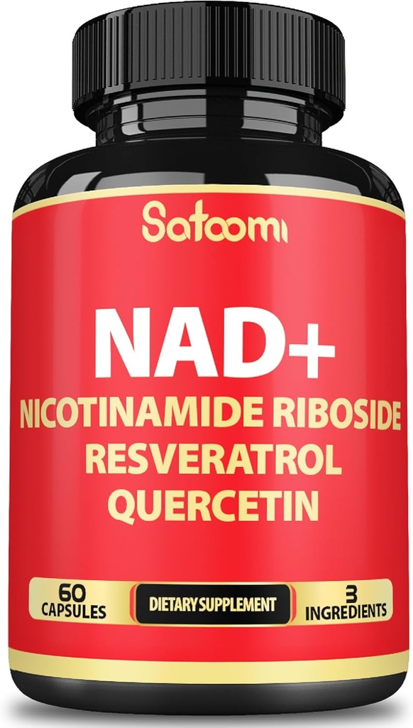 Satomi NAD tillæg med Nicotinamid Riboside NR, Resveratrol, Quercetin - 60 Count - 30 dage
