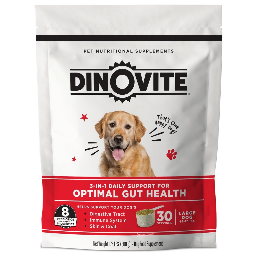 Dinovite Probiotisk supplement til hunde - Omega 3 - Hot Spot Relief - Hud & Coat Supplement - 30 dages levering (30 dages levering, Store Hunde (45 + lbs))