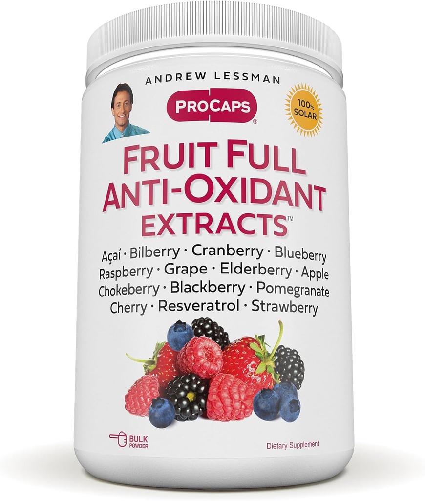 ANDREW LESSMAN Frugt Fuld Antioxidant Ekstrakter Powder 600 Serveringer - 14 Natural Fruit and Berry Ekstrakter. Blåbær, Tranebær, Grape Seed, Pomegranat, Resveratrol, og mere.
