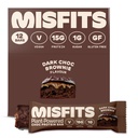 Misfits Vegan Protein Bars, Dark Chocolate Brownie - Original Opskriftsskrift Note 124; Gluten Free, Plant baseret, Lavsukker & Carb, High Fiber Snacks