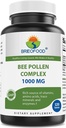Brieofood Bee Pollen Complex 1000 mg 120 tabletter - Lavet med Bee Pollen, Bee Propolis, & Royal Jelly Powder