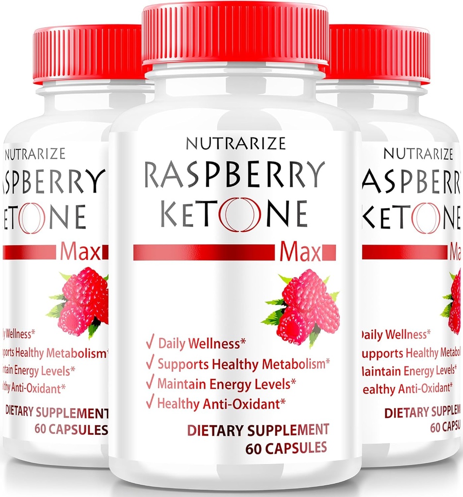 (3 Pack) RaspberryKetone kapsler, Official Raspberry Ketone For vægttab, All- Natural Keto Formel til at låse din krop og fitness mål, RaspberryKetone 1200MG tillæg, Anmeldelser (180 Kapsler)