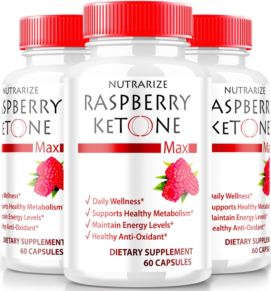(3 Pack) RaspberryKetone kapsler, Official Raspberry Ketone For vægttab, All- Natural Keto Formel til at låse din krop og fitness mål, RaspberryKetone 1200MG tillæg, Anmeldelser (180 Kapsler)