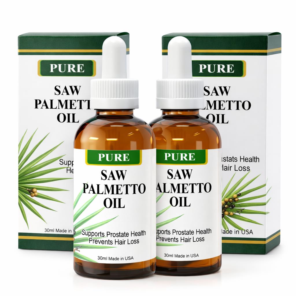 Pure Saw Palmetto Oil Organic Natural 60- 90- dag Supply Ineffektiv Powders Support Prostata sundhed søvn bedre reducere hyppig vandladning DHT Blocker Stop hårtab (2 Fl Oz)