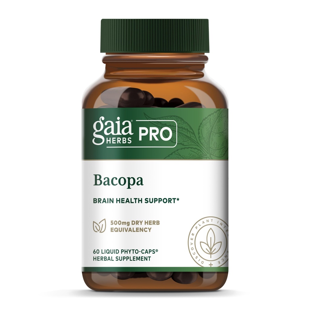 GAIA HERBS PRO Bacopa - Brain Health & Nootrop Support - 60 Flydende Phyto- Caps (30 Servere)