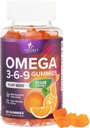 Omega 3 6 9 Gummies - Vegan Omega 3 Supplement Gummy - Essential Fedtsyrer Oil 369 Complex Heart Support & Brain Support for Women, Mænd & Graviditet, Fish Free Non- GMO, Orange Flavored - 60 Gummies