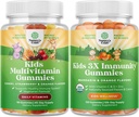 Bundle of Plant Based Kids Multivitamin Gummies - med Vitamin A, C, D3, E, B6 & B12, Zink & Jod og Organic Kids Immunsupport Gummies - Vegan Organic Vitamin D med Vitamin C og Zink