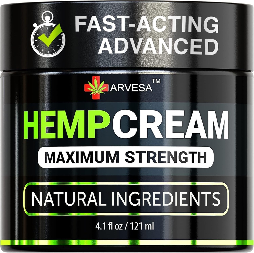 Hamp Cream - Maksimal styrke Lotion til Soothe discomfort - Gel med Arnica, Glucosamin, MSM, Menthol, Aloe Vera, Hamp Oil, Gurkemeje - Fast Absorption, Long- Lasting, Non- Greasy, Pleasant Duft - 4 oz