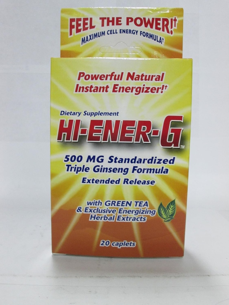 Windmill Health Products Hi- Energi- G Triple Ginseng Supplement Caplets, 500 mg, 20-greve pakker (pakke med 3)