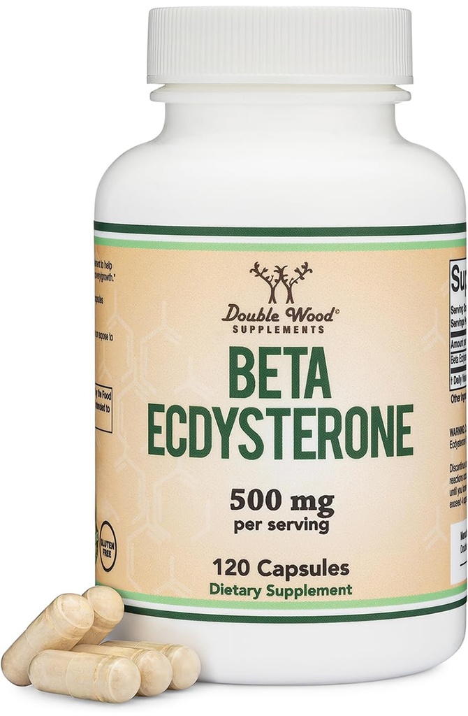 Beta Ecdysterone Supplement - 500mg Per Servering (120 kapsler, 60 Servering) Kraftfuld plante anabolske at støtte mænds sundhed (Non-GMO og Gluten Free) ved Double Wood